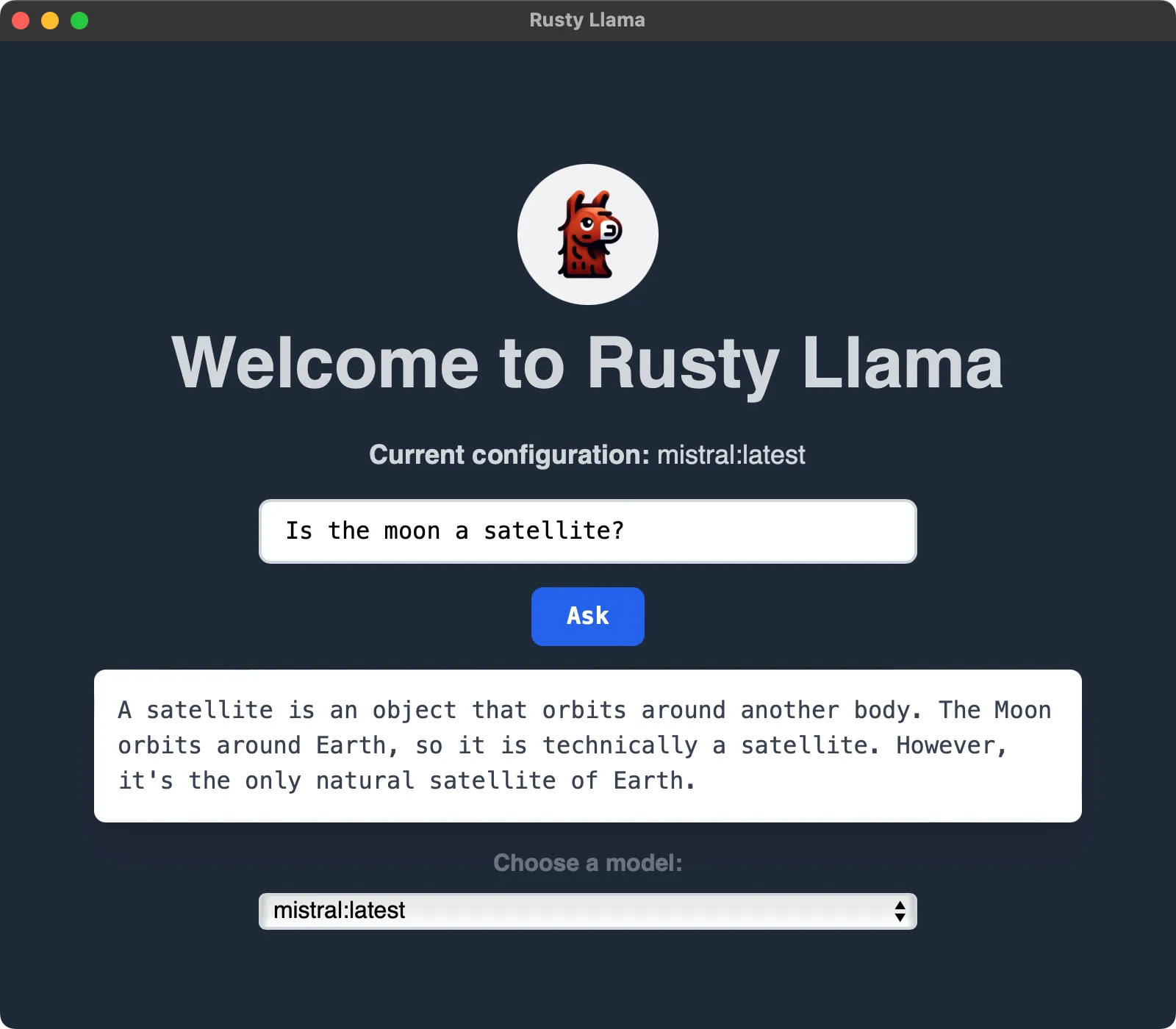 Basic Preview Version of Rusty Llama